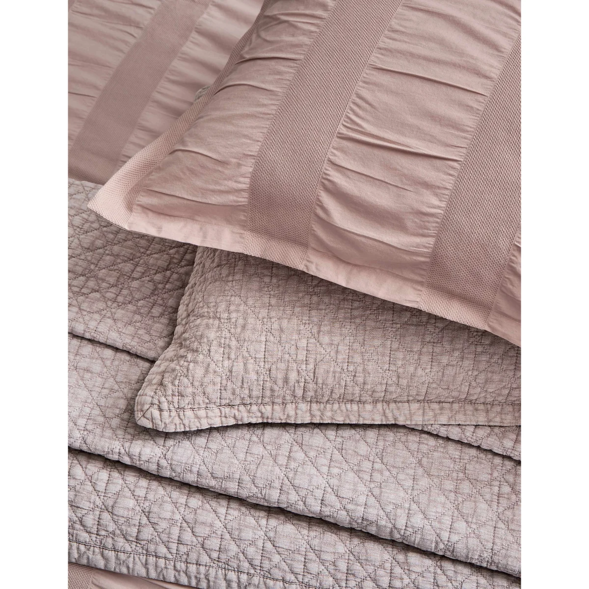 Bedeck of Belfast Pure Cotton Waffle Stripe Bedding Set Pink – image 6