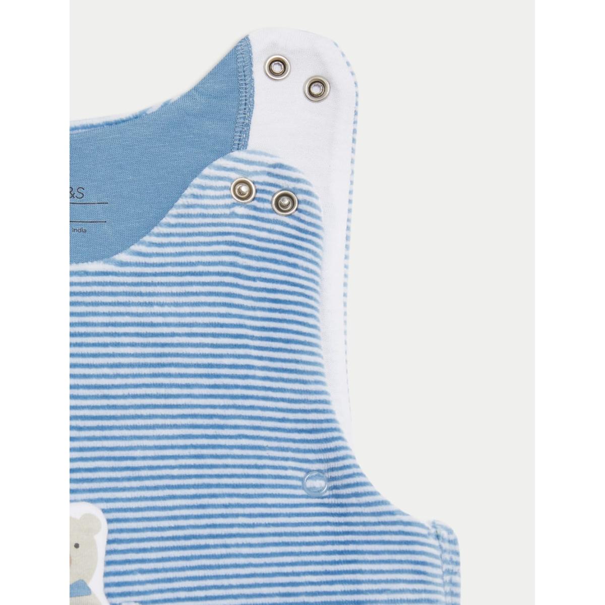 M&S Collection Boys Velour Teddy 2.5 Tog Sleeping Bag (0-3 Yrs) - 0-6 M - Blue Mix, Blue Mix – image 3