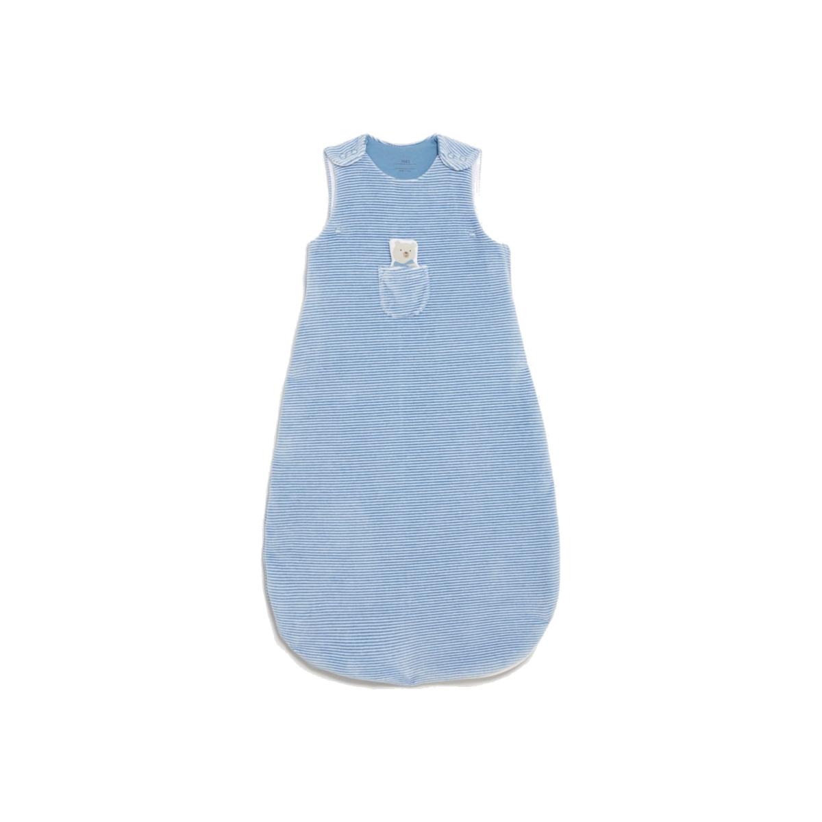 M&S Collection Boys Velour Teddy 2.5 Tog Sleeping Bag (0-3 Yrs) - 0-6 M - Blue Mix, Blue Mix – image 1