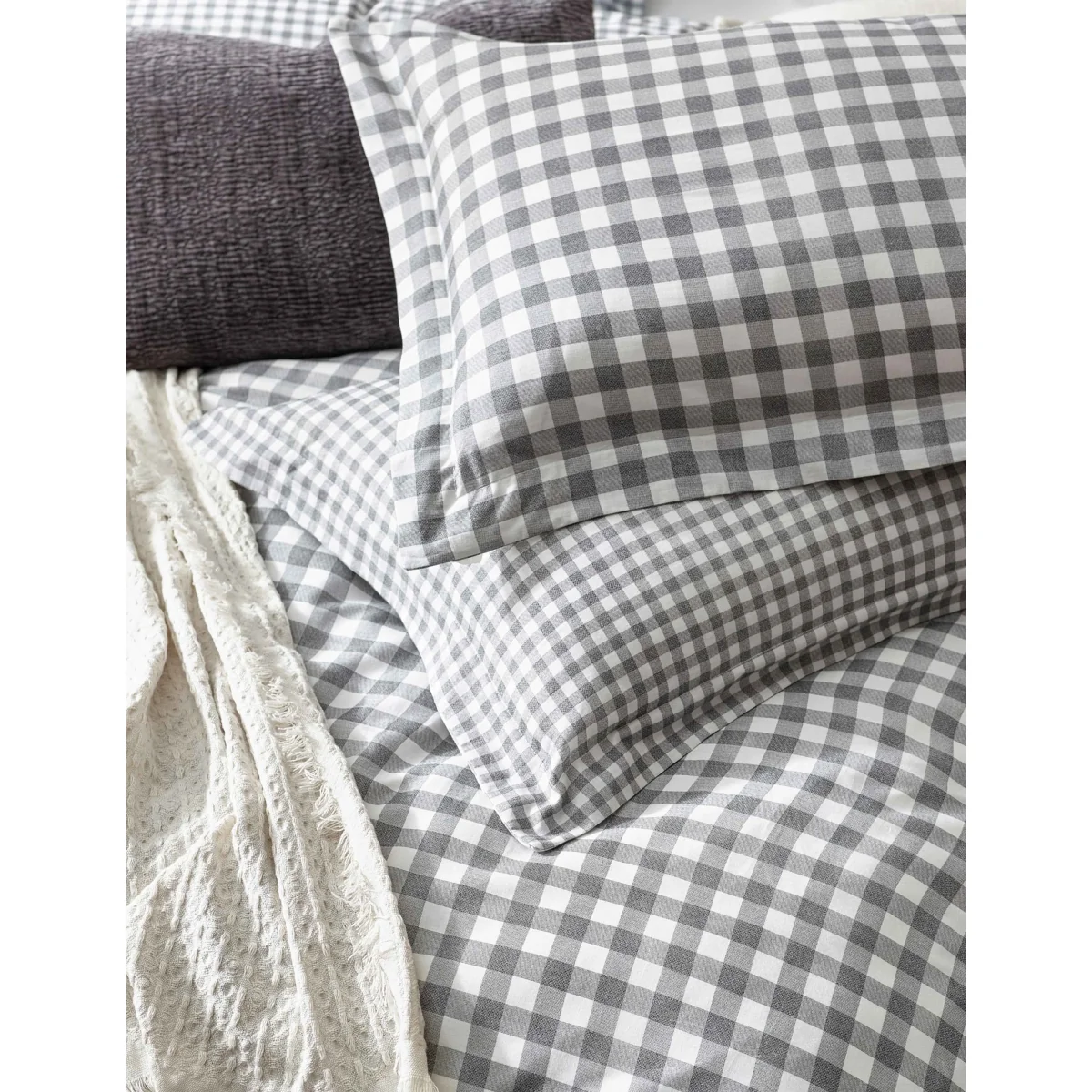 YARD Washed Cotton Barton Gingham Bedding Set Natural Mix – image 5