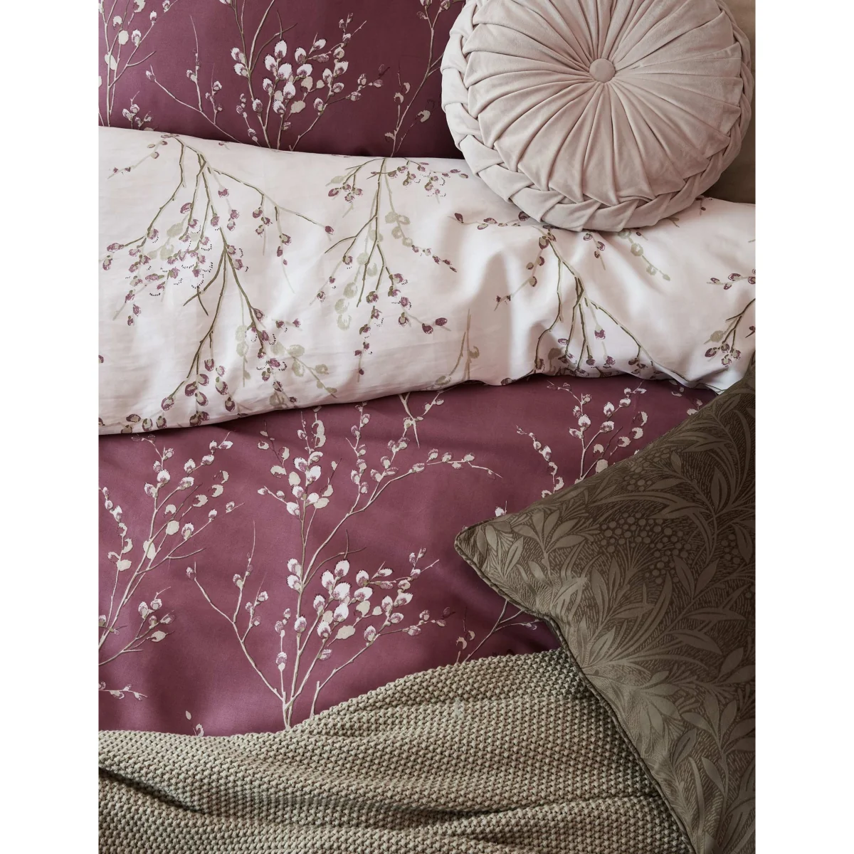 Laura Ashley Pure Cotton Sateen Pussy Willow Bedding Set Purple Mix – image 8