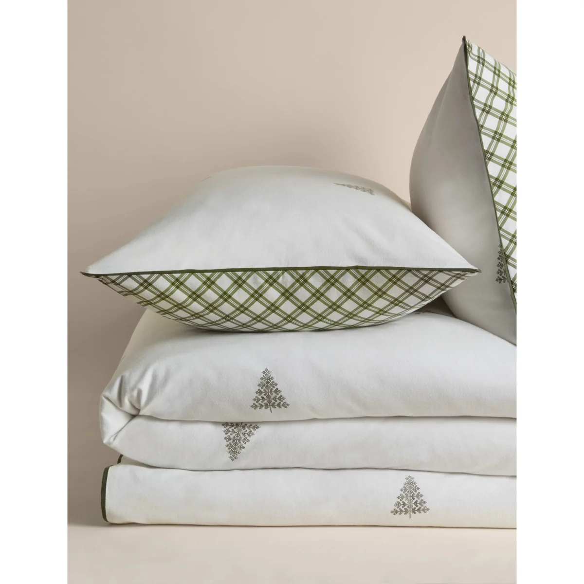 M&S Pure Brushed Cotton Tree Print Reversible Bedding Set Green Mix – image 2