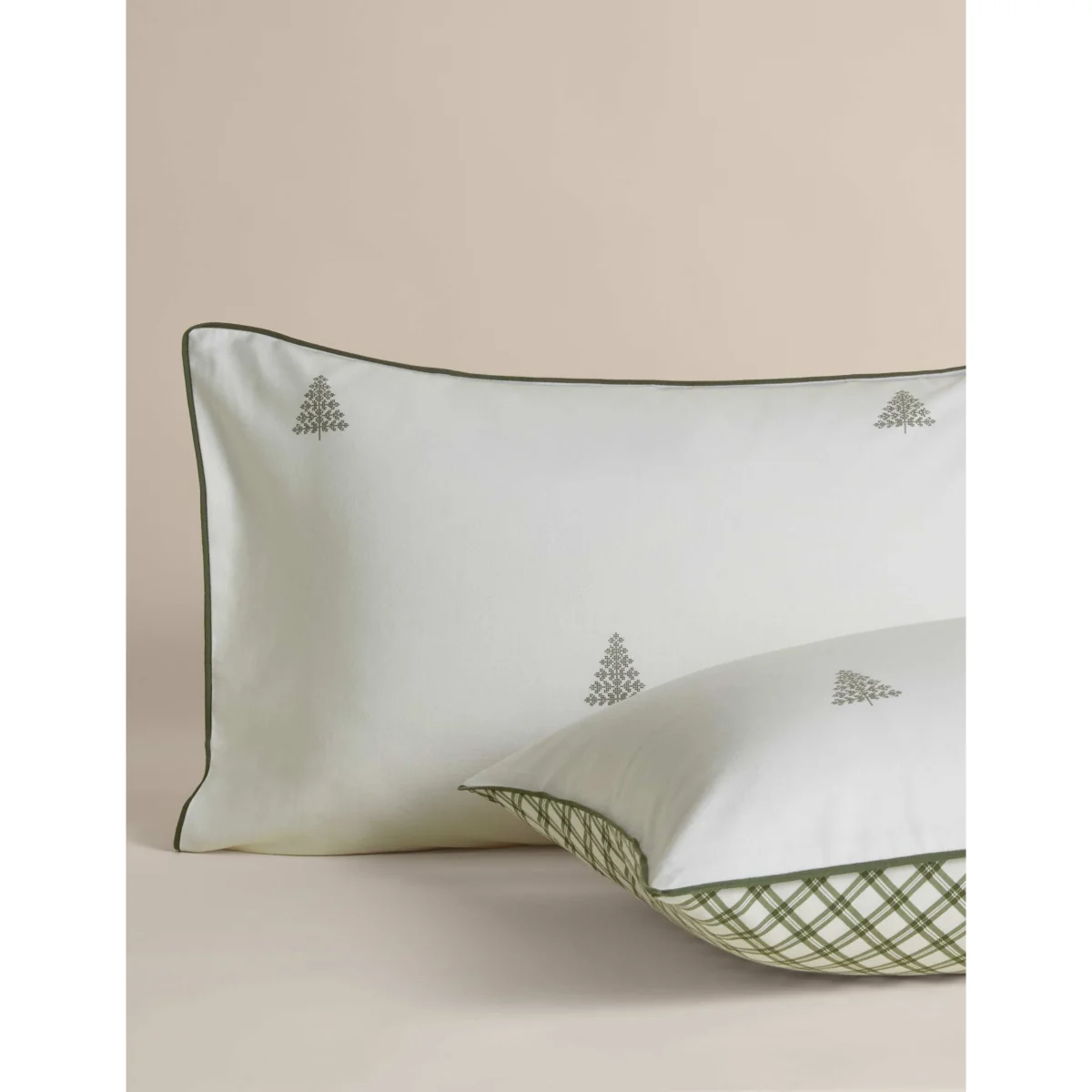 M&S Pure Brushed Cotton Tree Print Reversible Bedding Set Green Mix – image 3