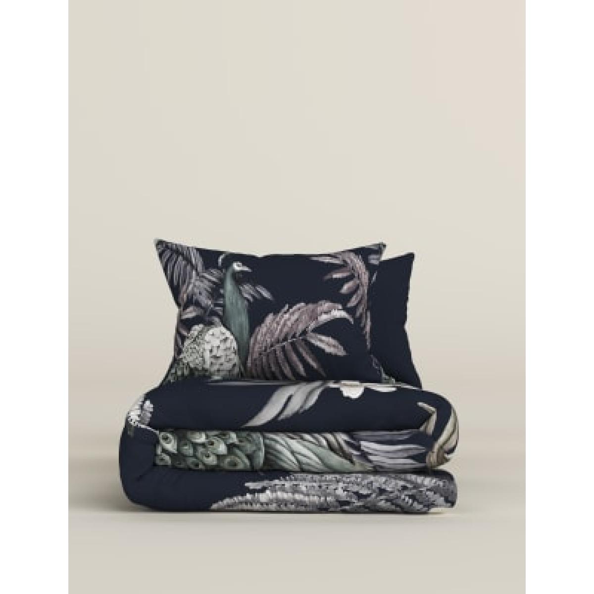 M&S Pure Cotton Sateen Peacock Bedding Set - 6FT - Navy Mix, Navy Mix – image 4