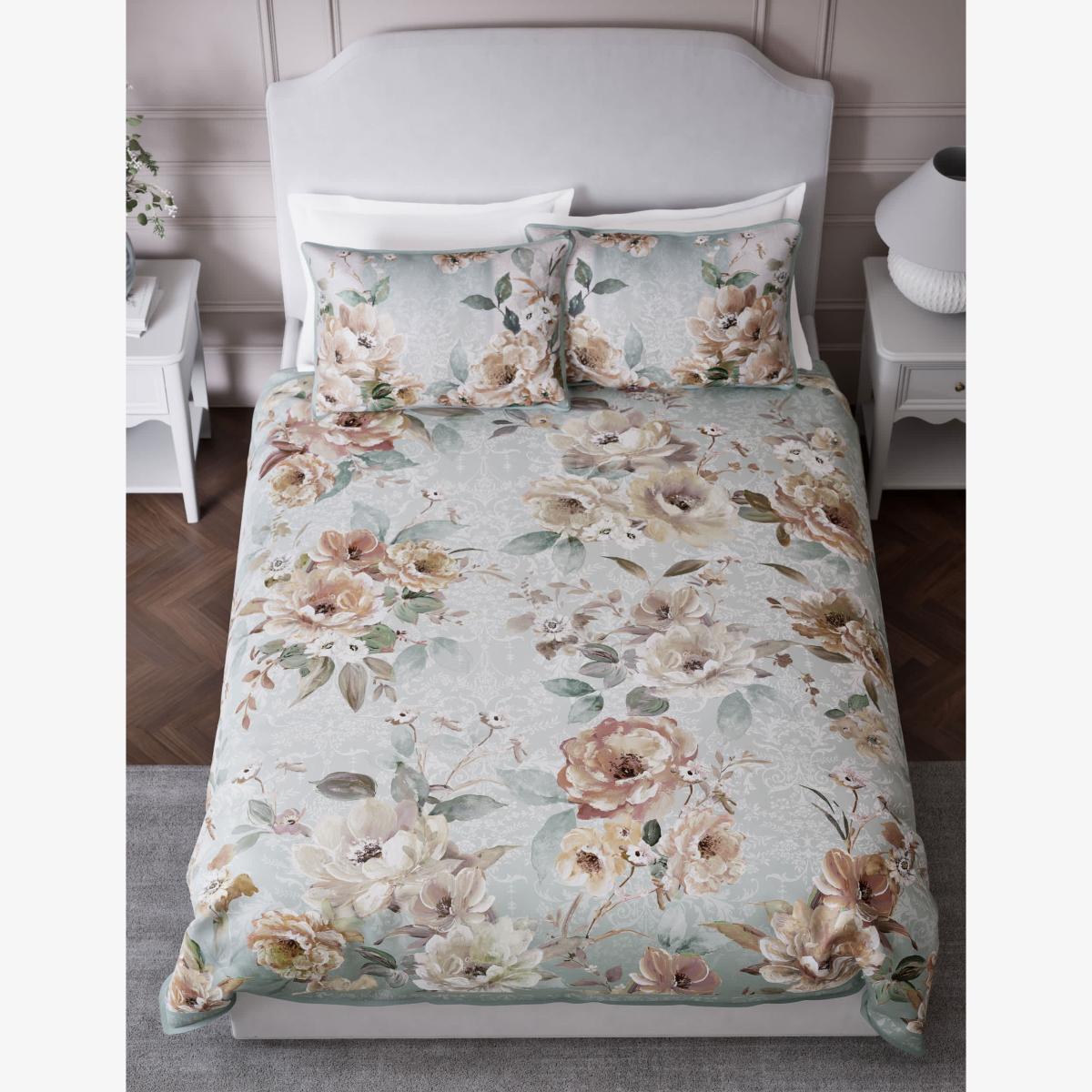 M&S Pure Cotton Sateen Emilie Enchanted Bedding Set - DBL - Green Mix, Green Mix,Pink Mix – image 1