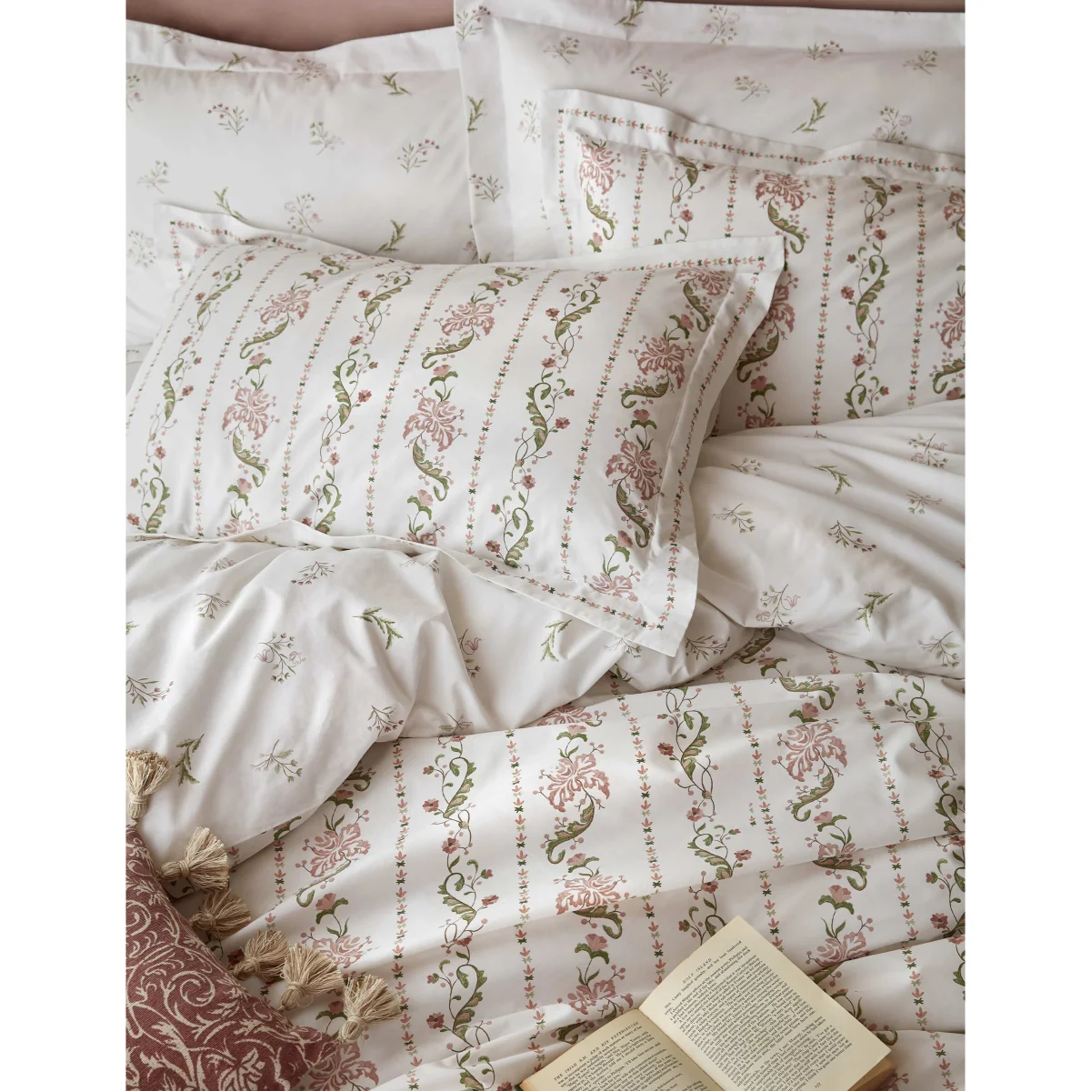 Historic Royal Palaces Pure Cotton Waistcoat Stripe Bedding Set Light Pink Mix – image 2