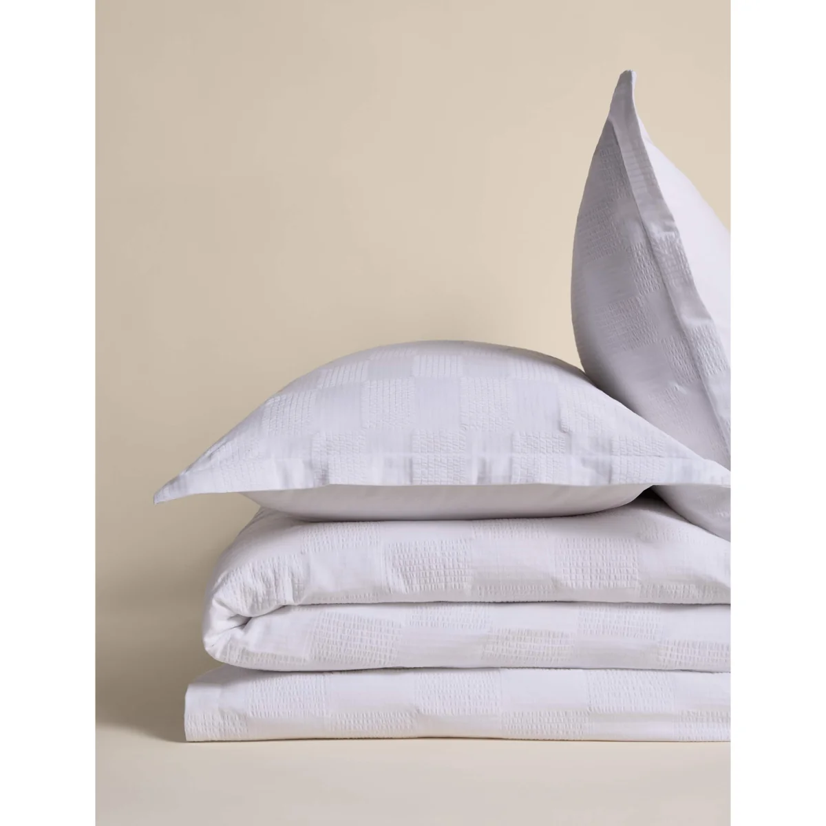 M&S Sateen Seersucker Checkerboard Bedding Set White – image 2