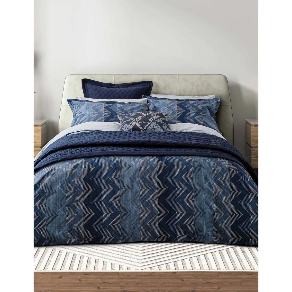 Bedeck of Belfast Pure Cotton Percale Sutton Bedding Set Denim Mix – image 2