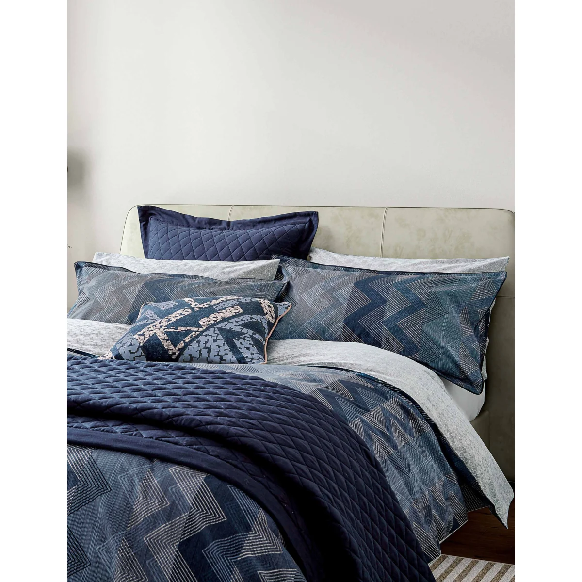 Bedeck of Belfast Pure Cotton Percale Sutton Bedding Set Denim Mix – image 3