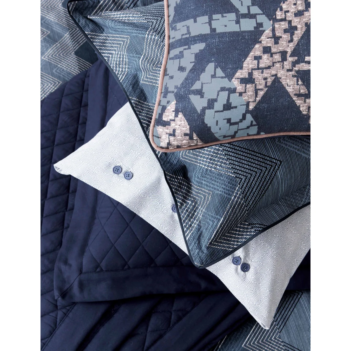 Bedeck of Belfast Pure Cotton Percale Sutton Bedding Set Denim Mix – image 4