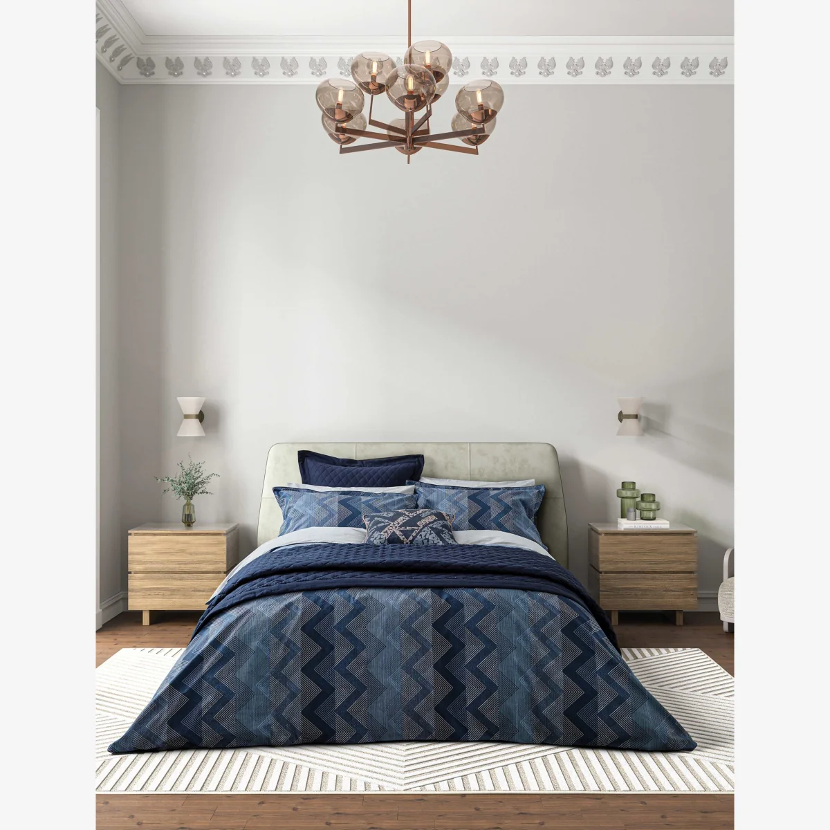 Bedeck of Belfast Pure Cotton Percale Sutton Bedding Set Denim Mix – image 1