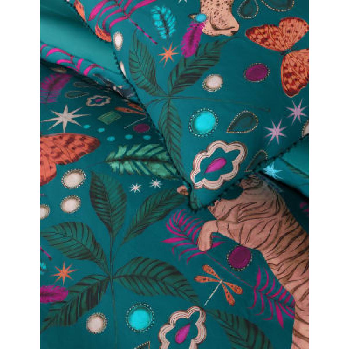 M&S  Pure Cotton Cheetah Pom Pom Bedding Set - 5FT - Dark Teal, Dark Teal – image 3