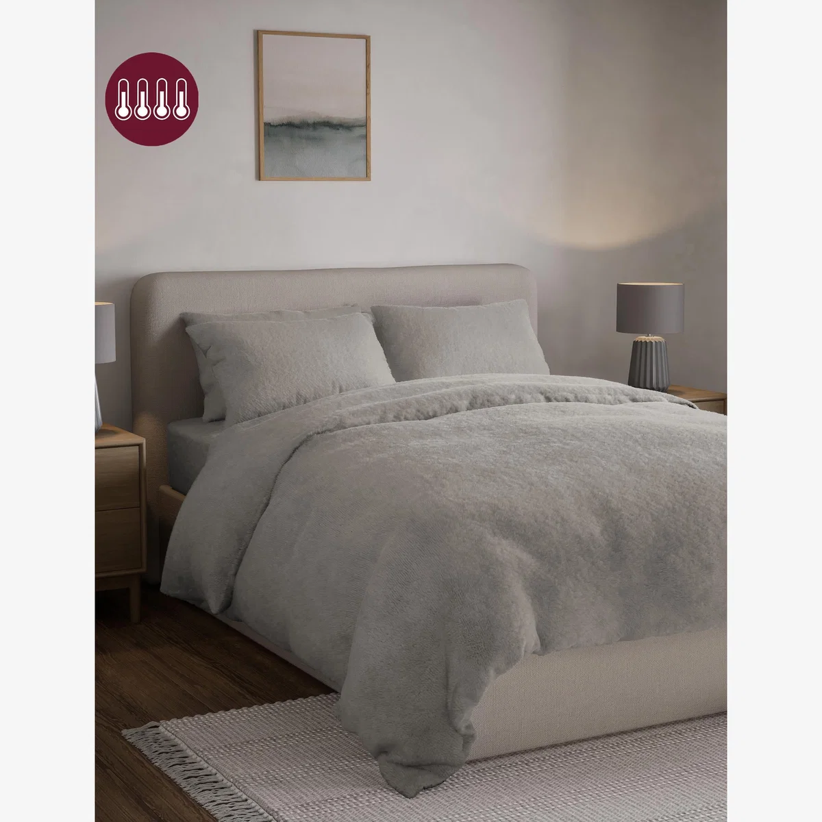 M&S Collection Teddy Fleece Bedding Set - SGL - Grey, White,Charcoal,Neutral,Grey – image 1