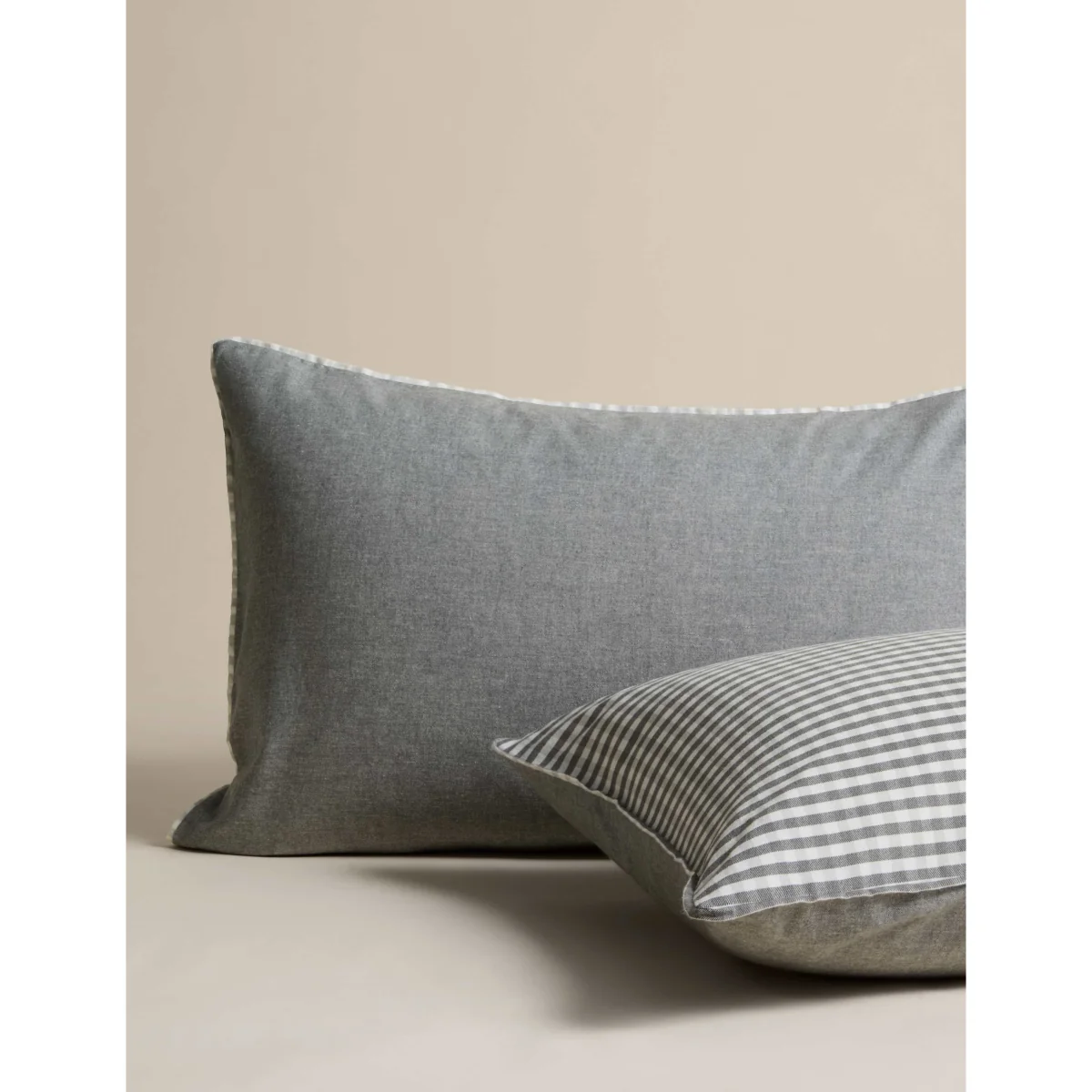 M&S Brushed Cotton Melange Gingham Bedding Set Charcoal – image 3