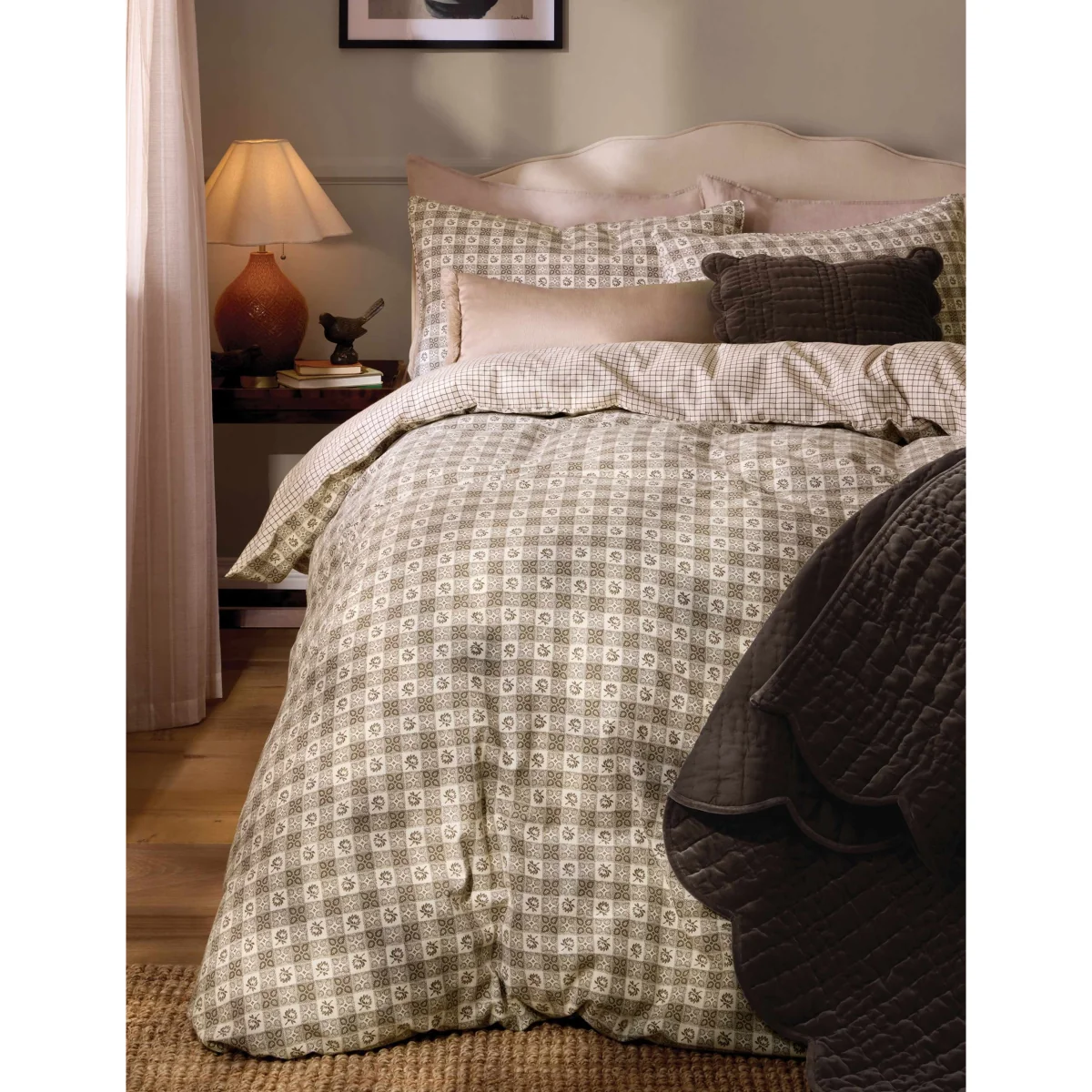 Laura Ashley Pure Cotton Hartley Check Bedding Set Brown Mix – image 2