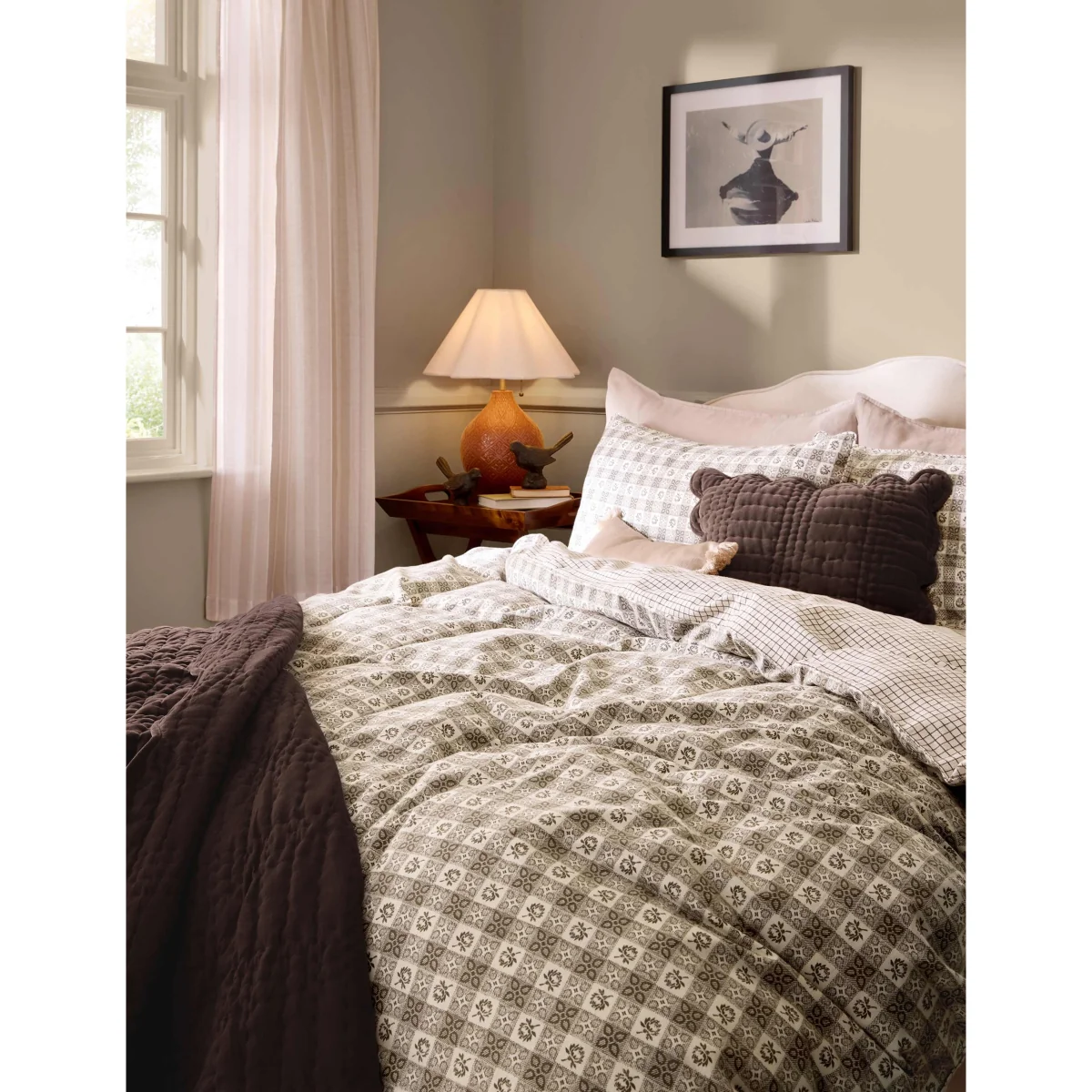 Laura Ashley Pure Cotton Hartley Check Bedding Set Brown Mix – image 4