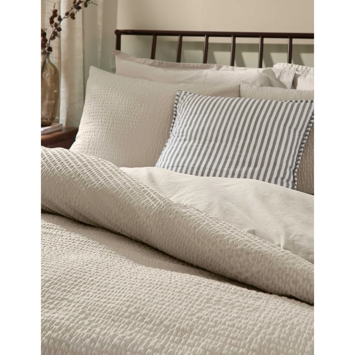 YARD Hebden Pure Cotton Seersucker Bedding Set Stone – image 2