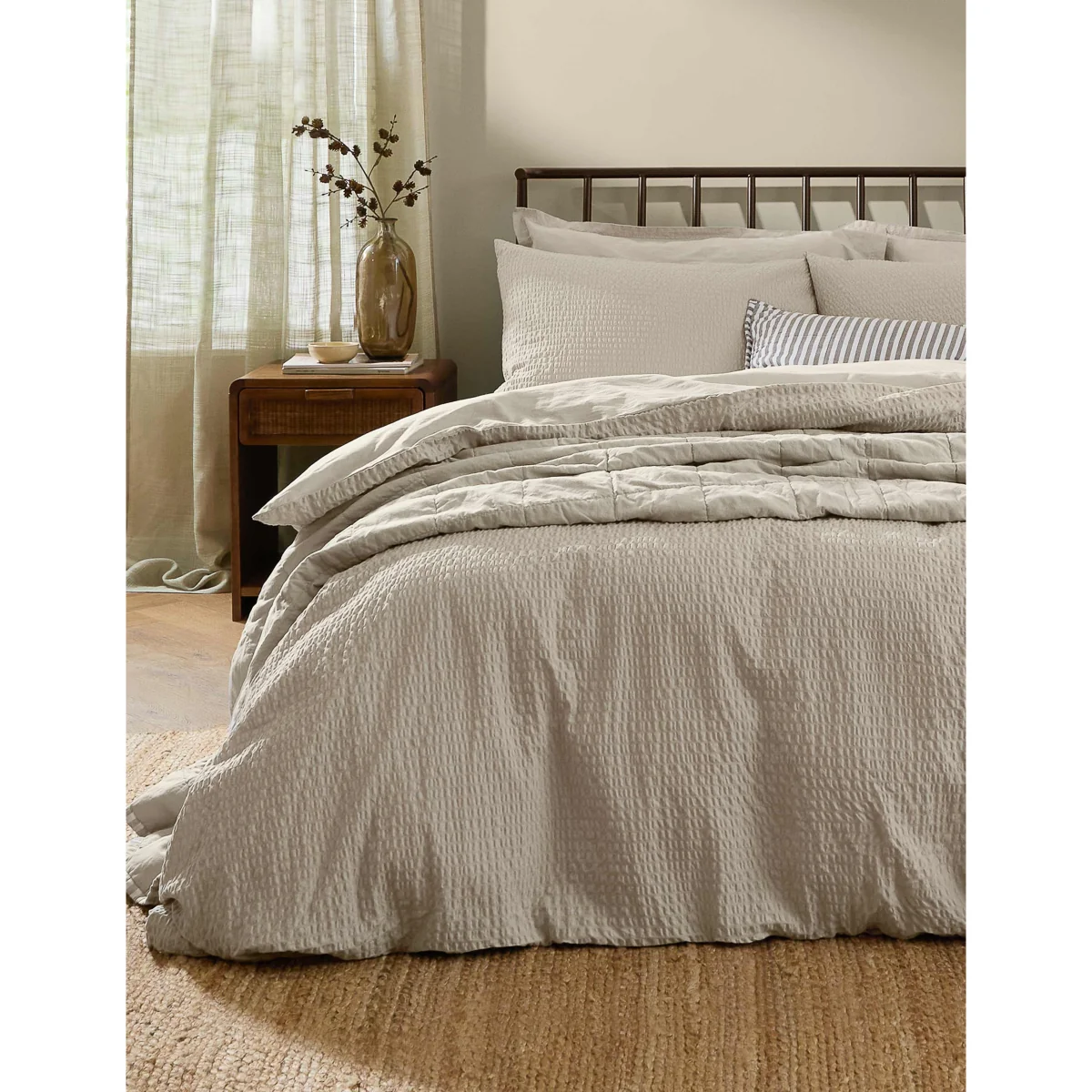 YARD Hebden Pure Cotton Seersucker Bedding Set Stone – image 3