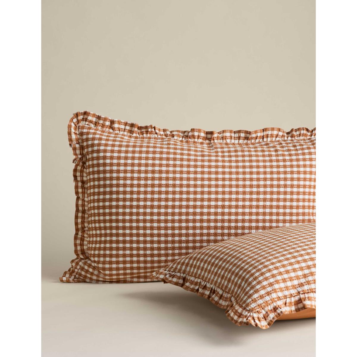 M&S Pure Cotton Gingham Ruffle Bedding Set Natural – image 4