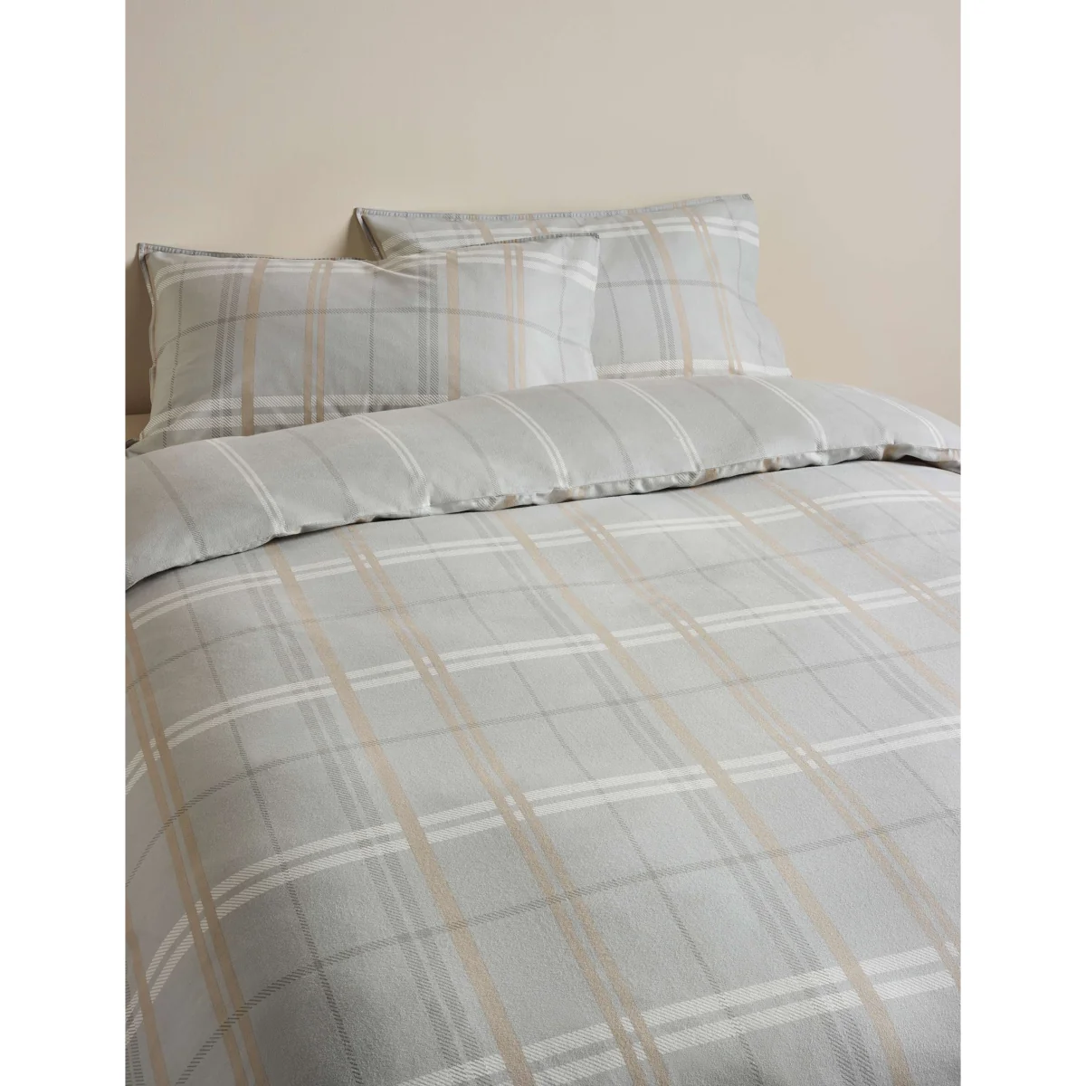 M&S Brushed Cotton Check Bedding Set Dove – image 2