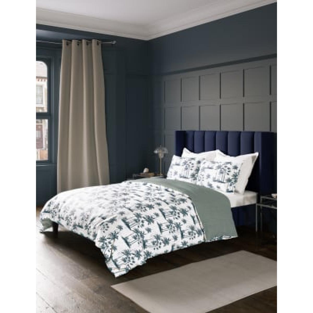 M&S Cotton Blend Palm Bedding Set - SGL - Green, Green – image 4