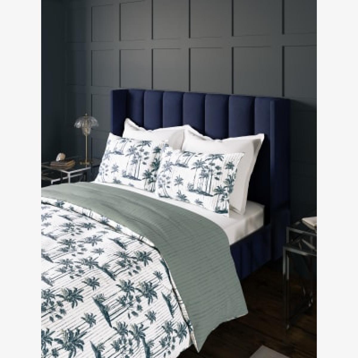 M&S Cotton Blend Palm Bedding Set - SGL - Green, Green – image 1