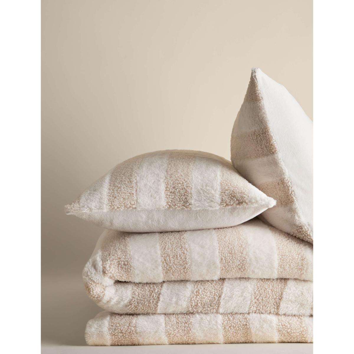 M&S Collection Borg & Fleece Striped Bedding Set - SGL - Natural Mix, Natural Mix – image 2