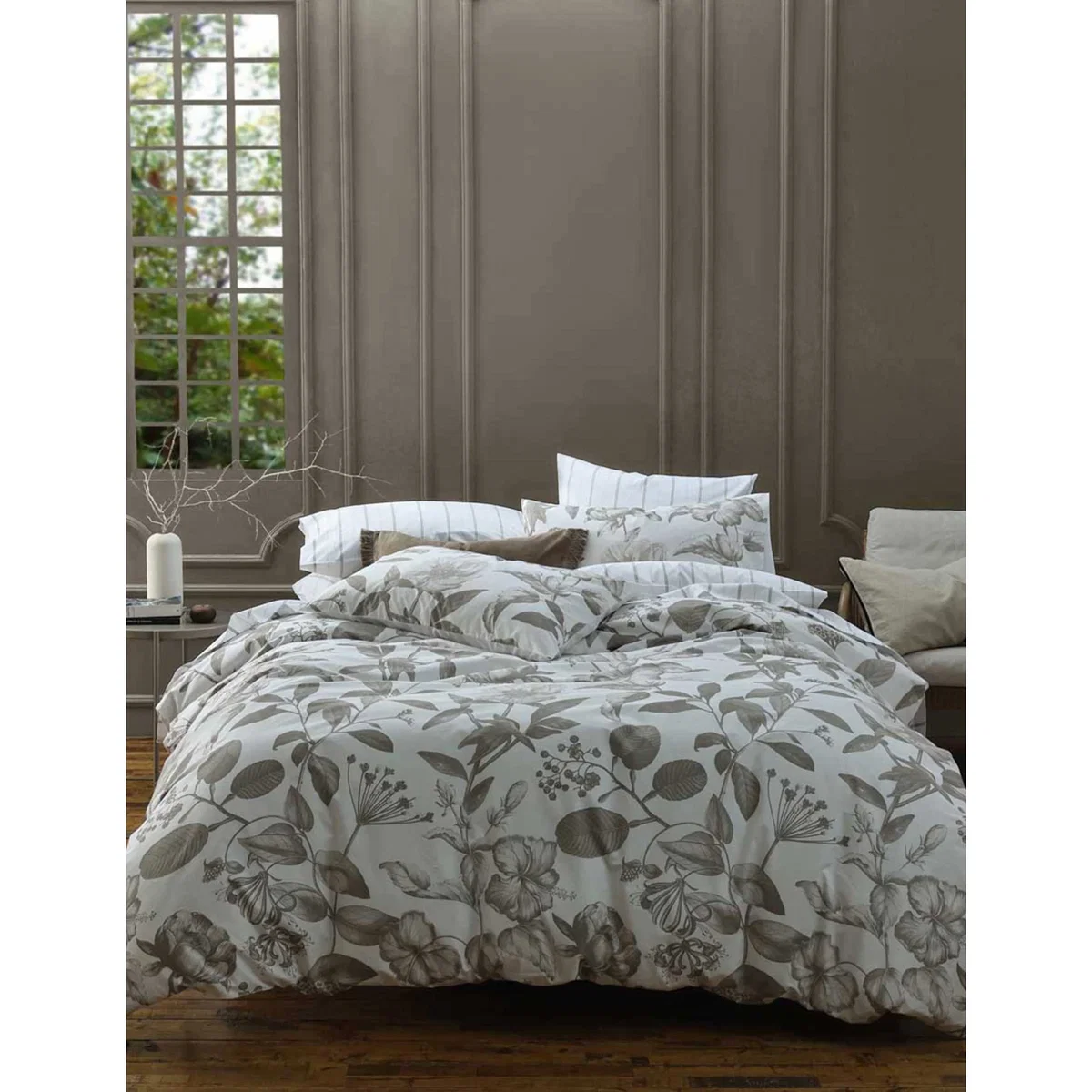 MM Linen Pure Cotton Botanical Floral Duvet Set Natural – image 2