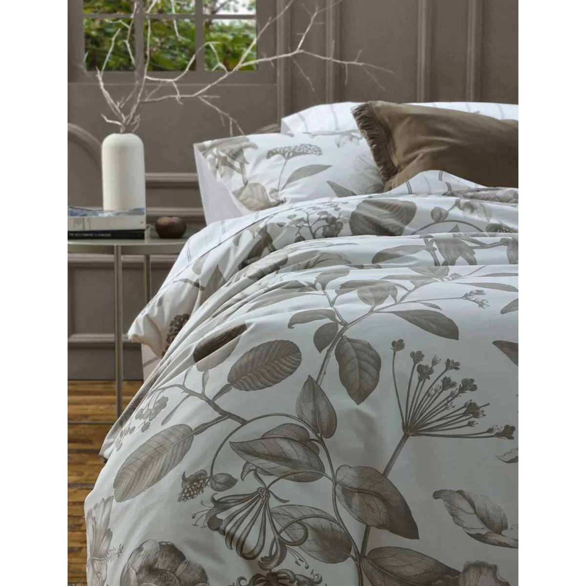 MM Linen Pure Cotton Botanical Floral Duvet Set Natural – image 3