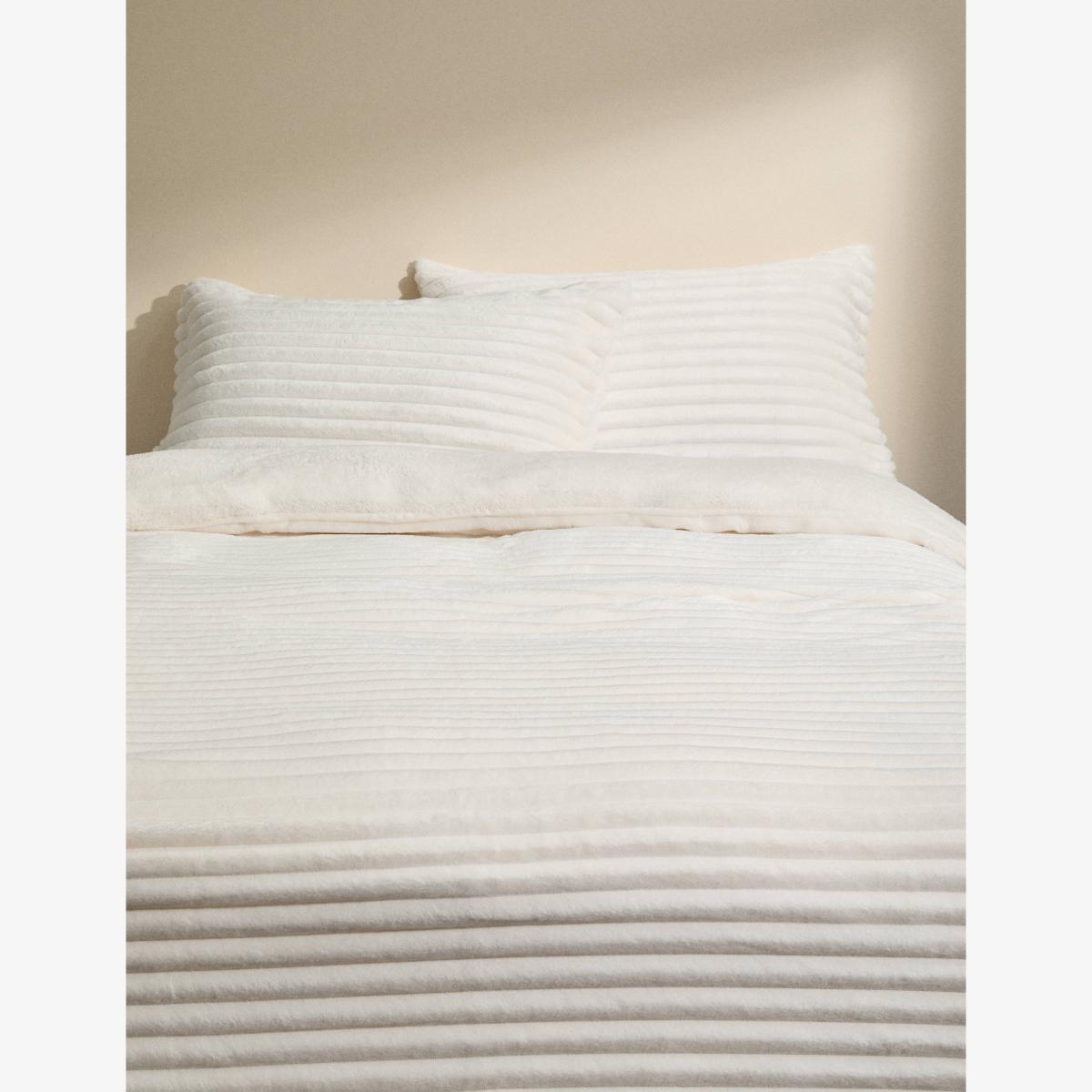 M&S Collection Cloud Fleece Striped Bedding Set - SKING - Neutral, Navy,Grey,Cream,Neutral – image 1