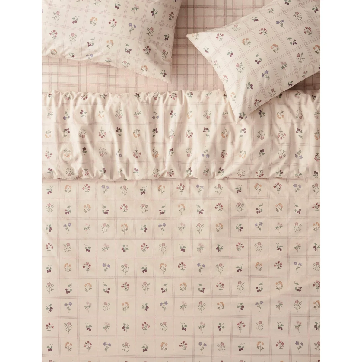 Piglet In Bed Pure Cotton Floral Bedding Set Taupe – image 2