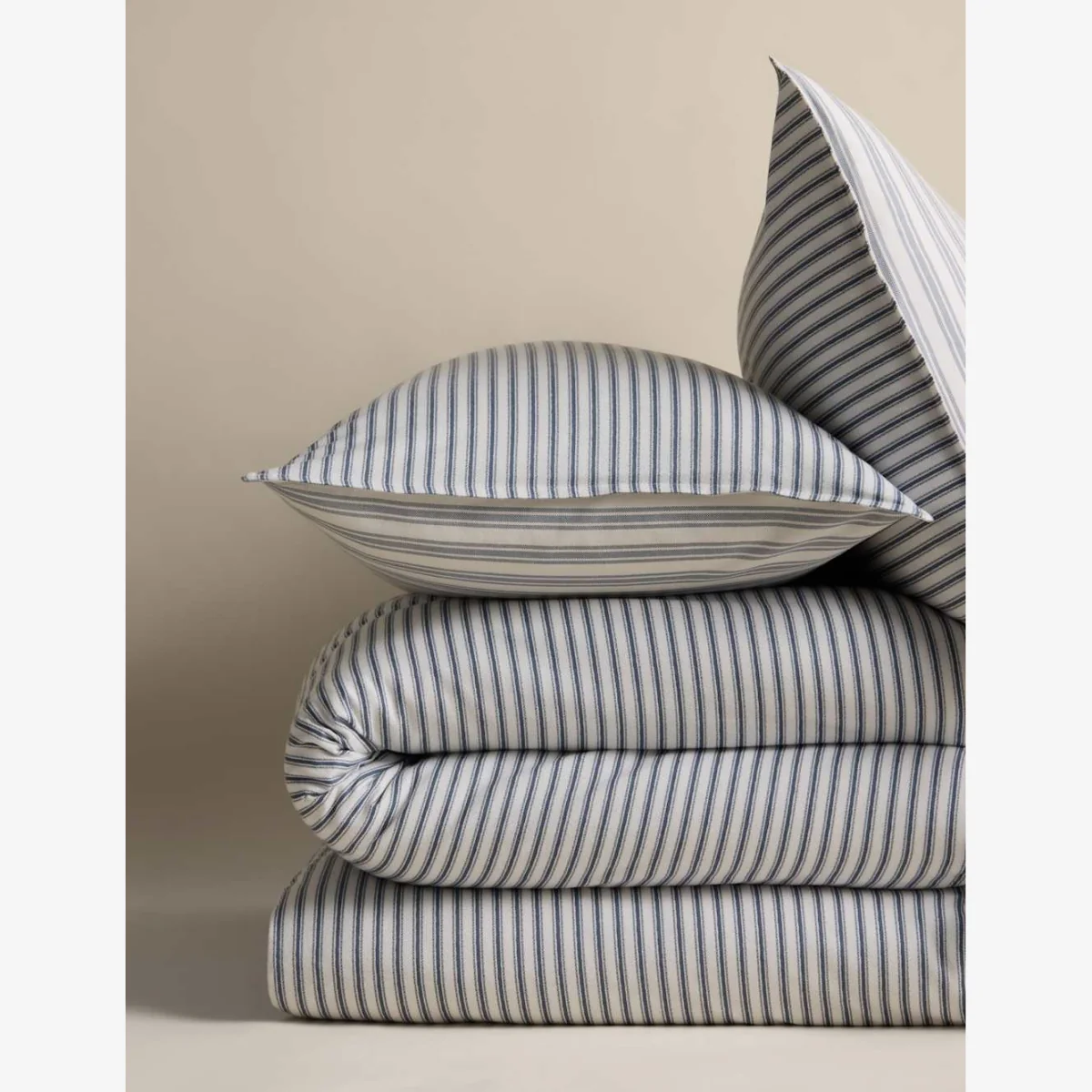 M&S Brushed Cotton Striped Bedding Set Slate Blue – image 1