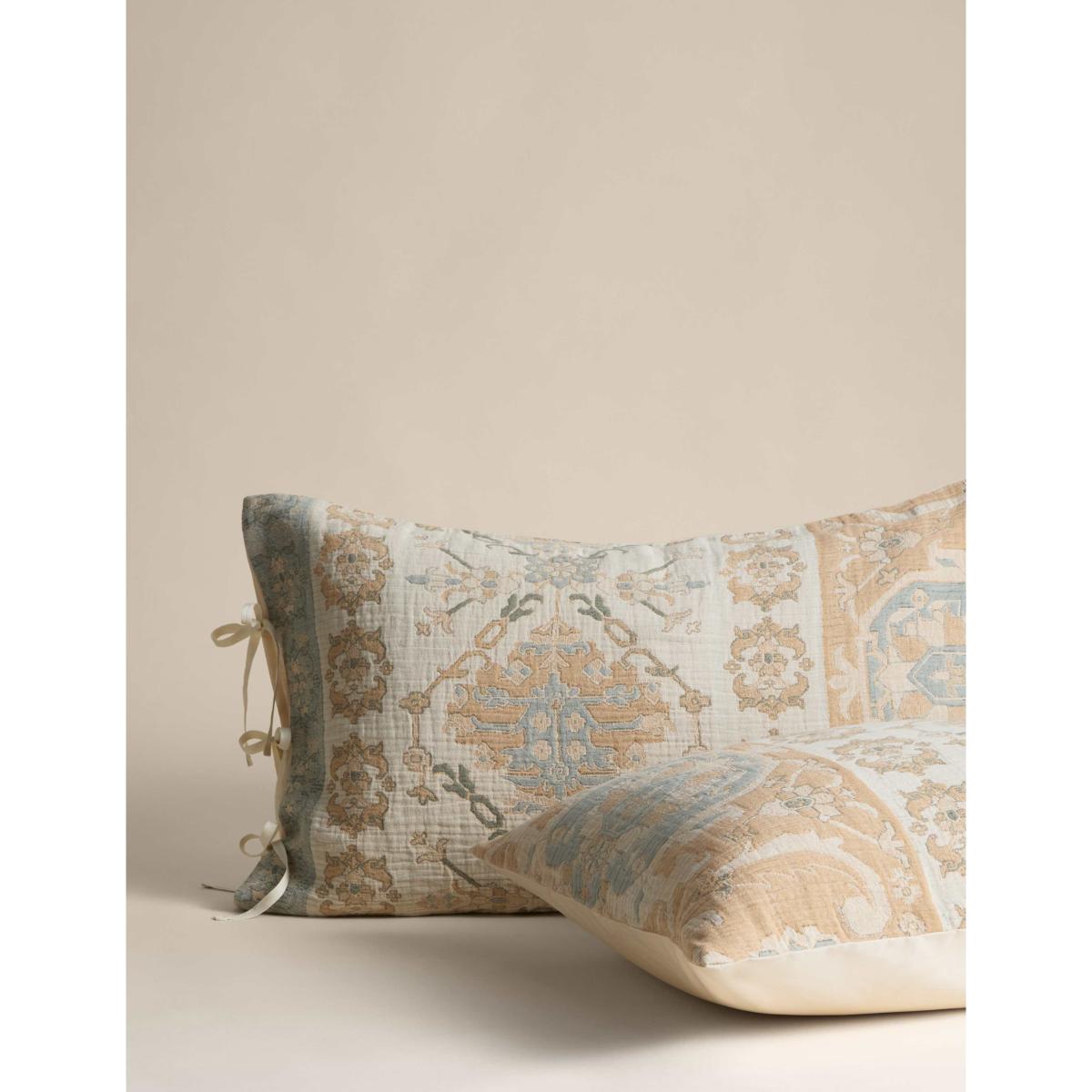 M&S X Fired Earth Pure Cotton Kilm Gauze Jacquard Bedding Set Natural Mix – image 3