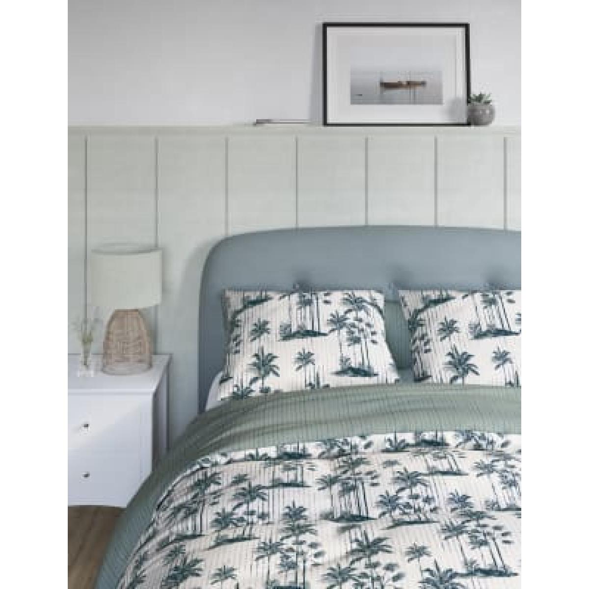 M&S Cotton Blend Palm Bedding Set - 6FT - Green, Green – image 5