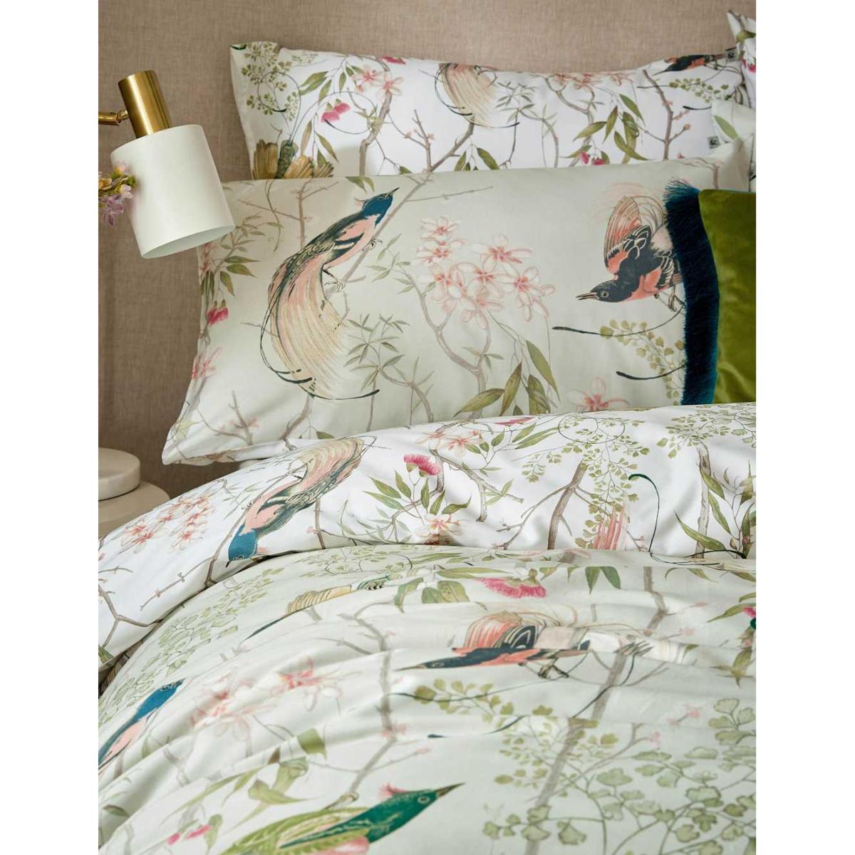 Graham & Brown Pure Cotton Sateen Clavering Birds Bedding Set - DBL - Light Green, Light Green – image 2