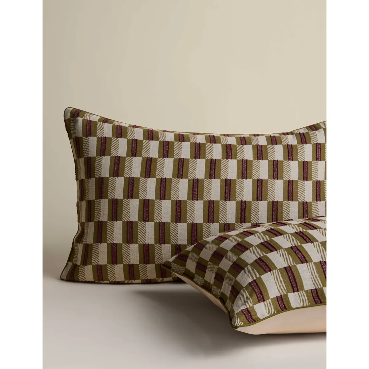 M&S Checkerboard Gauze Jacquard Bedding Set Moss – image 3