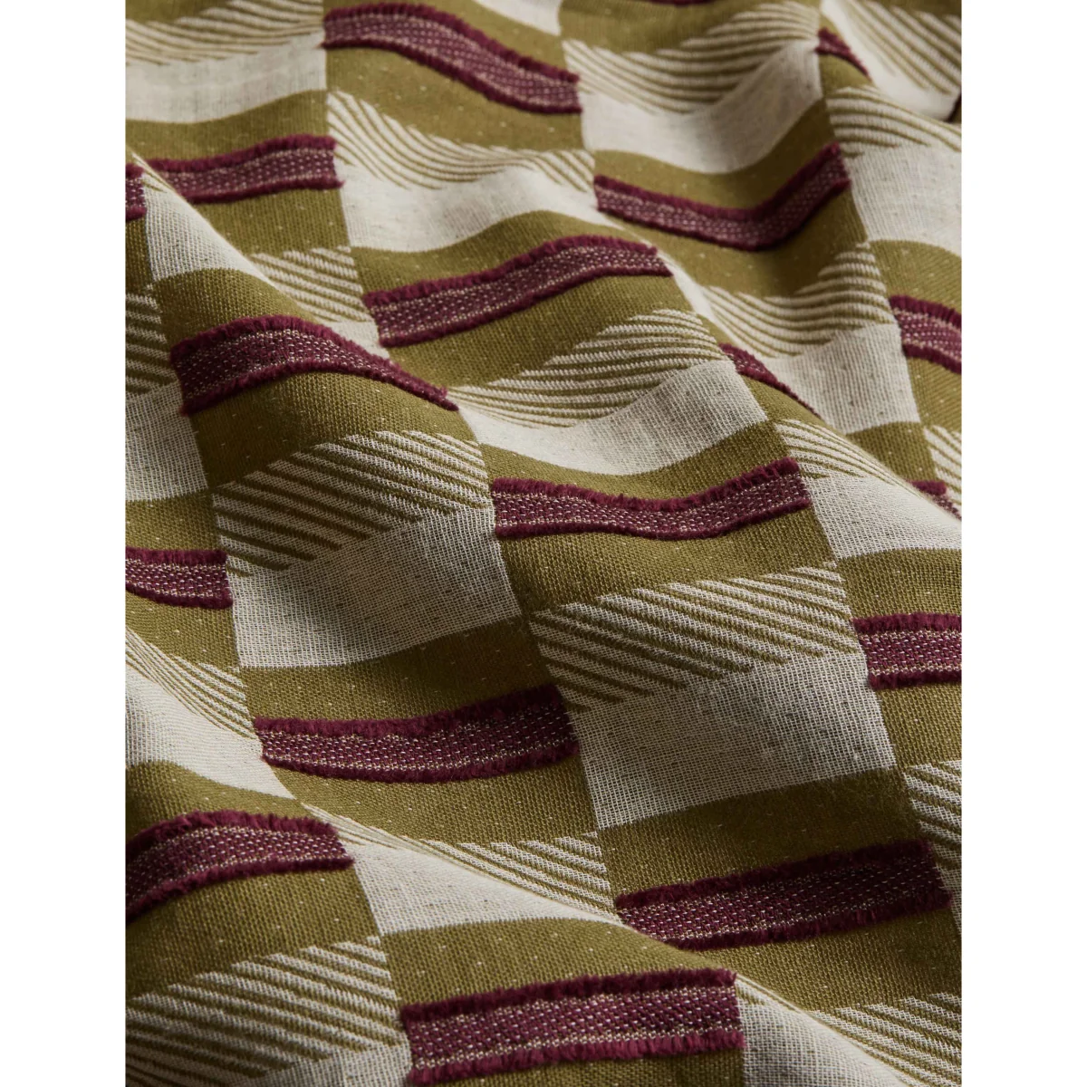M&S Checkerboard Gauze Jacquard Bedding Set Moss – image 4