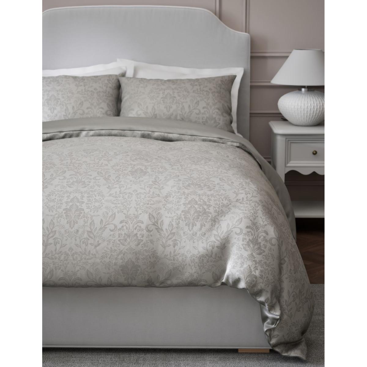 M&S Pure Cotton Aurelie Damask Jacquard Bedding Set - SGL - Grey Mix, Grey Mix – image 3