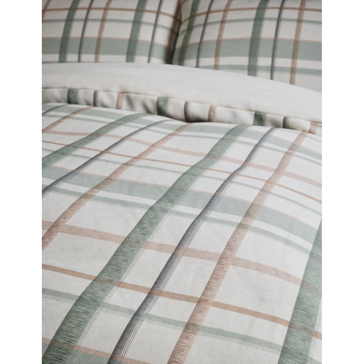 M&S Pure Cotton Brushed Checked Bedding Set - DBL - Green Mix, Green Mix – image 4