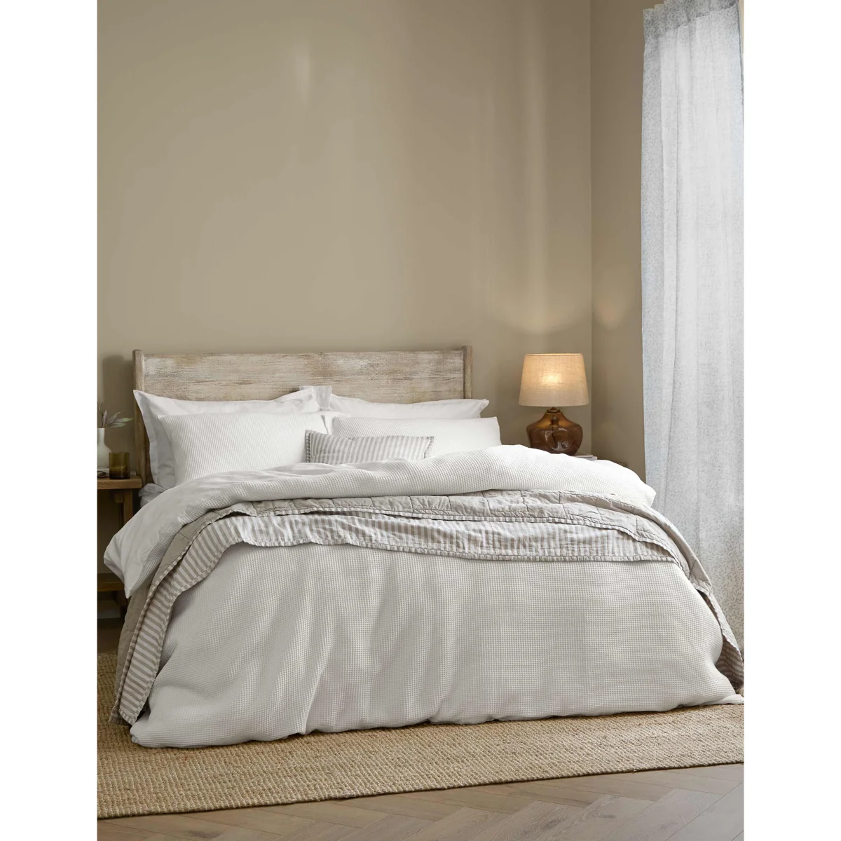 YARD Pure Cotton Percale Hebden Waffle Bedding Set Stone – image 2