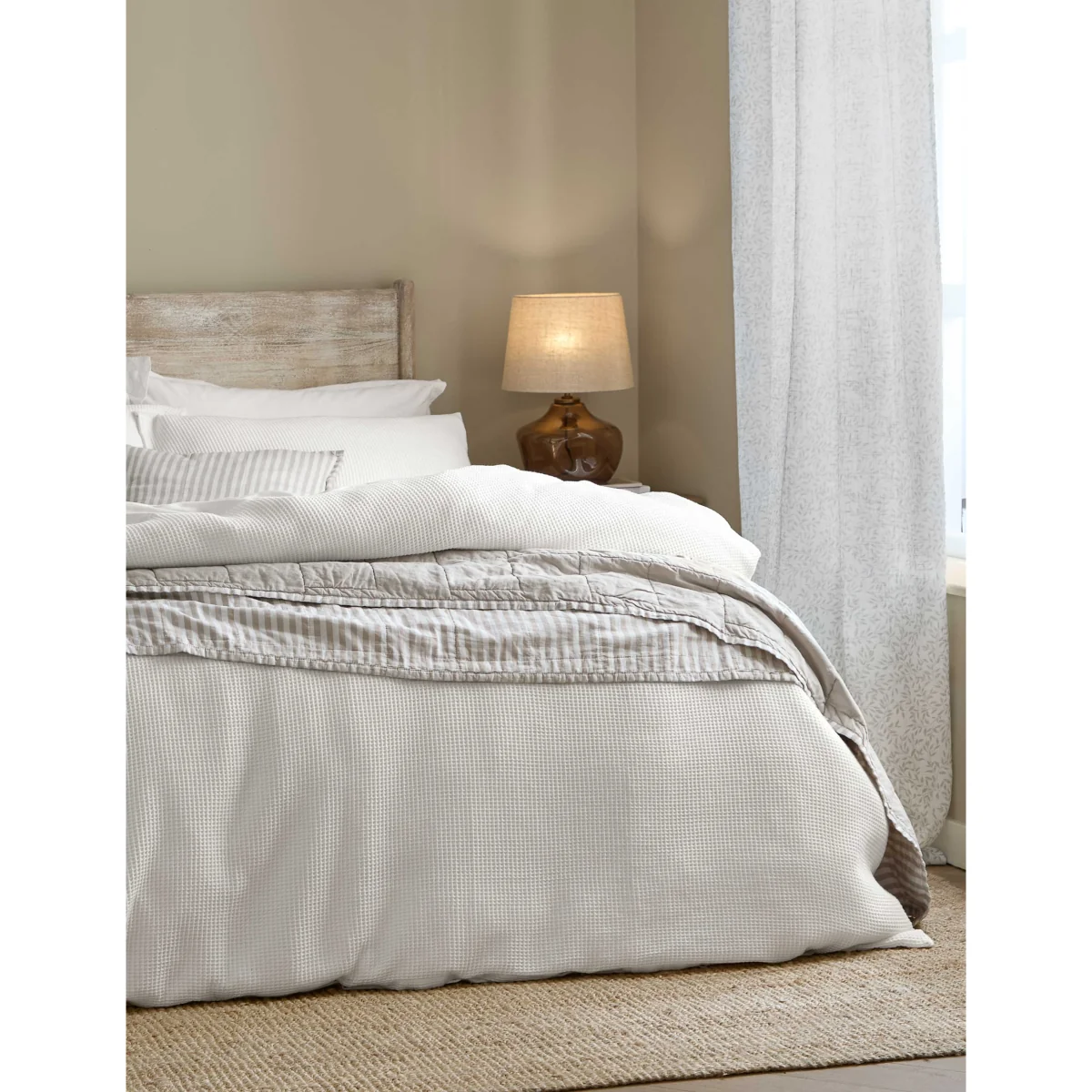 YARD Pure Cotton Percale Hebden Waffle Bedding Set Stone – image 3