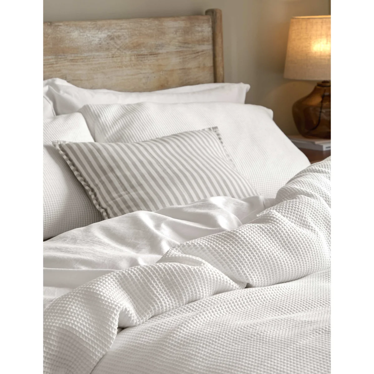 YARD Pure Cotton Percale Hebden Waffle Bedding Set Stone – image 4