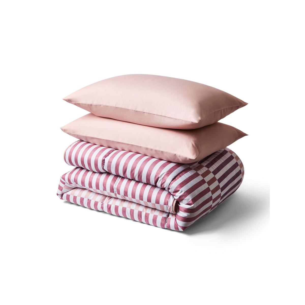 Night Lark Rosy Stripes 10.5 Tog Coverless Duvet Set Pink – image 3