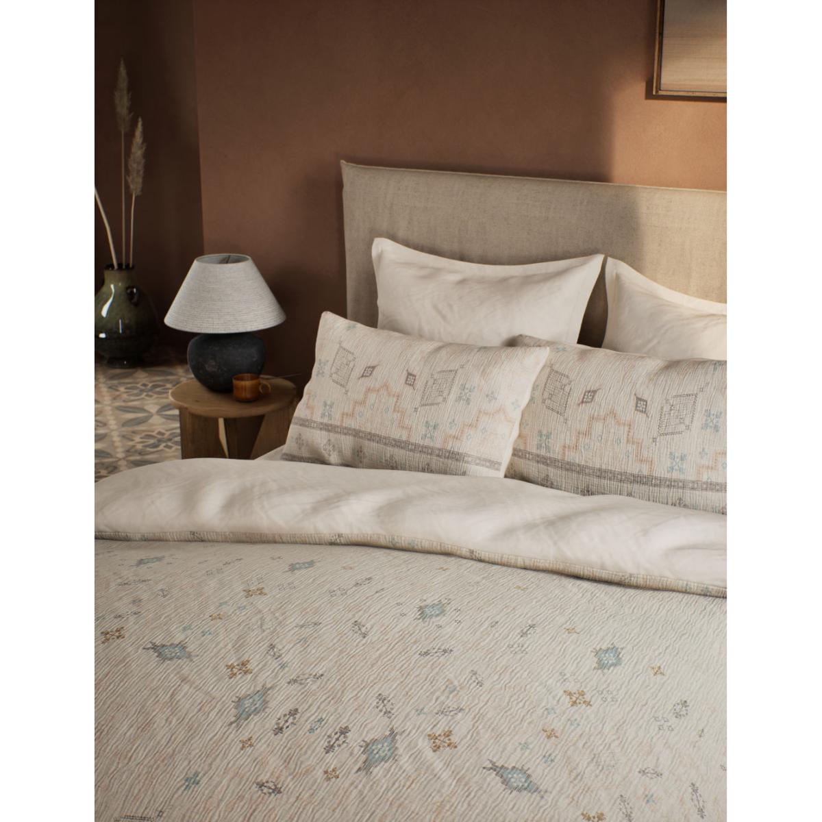 M&S X Fired Earth Taos Pure Cotton Gauze Jacquard Bedding Set - DBL - Ecru Mix, Ecru Mix – image 2