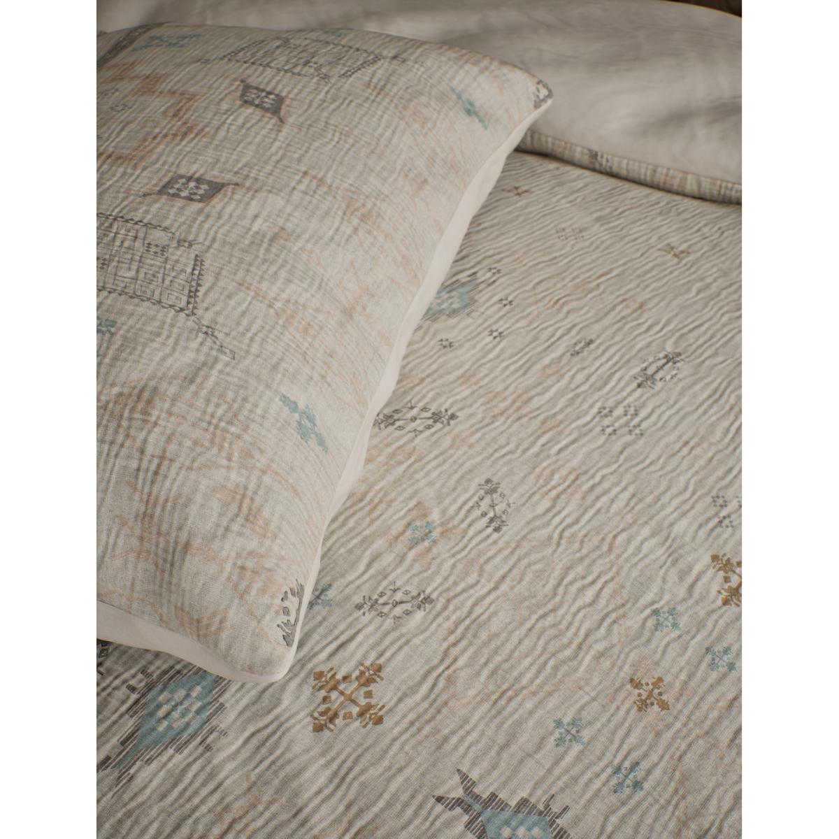 M&S X Fired Earth Taos Pure Cotton Gauze Jacquard Bedding Set - DBL - Ecru Mix, Ecru Mix – image 3