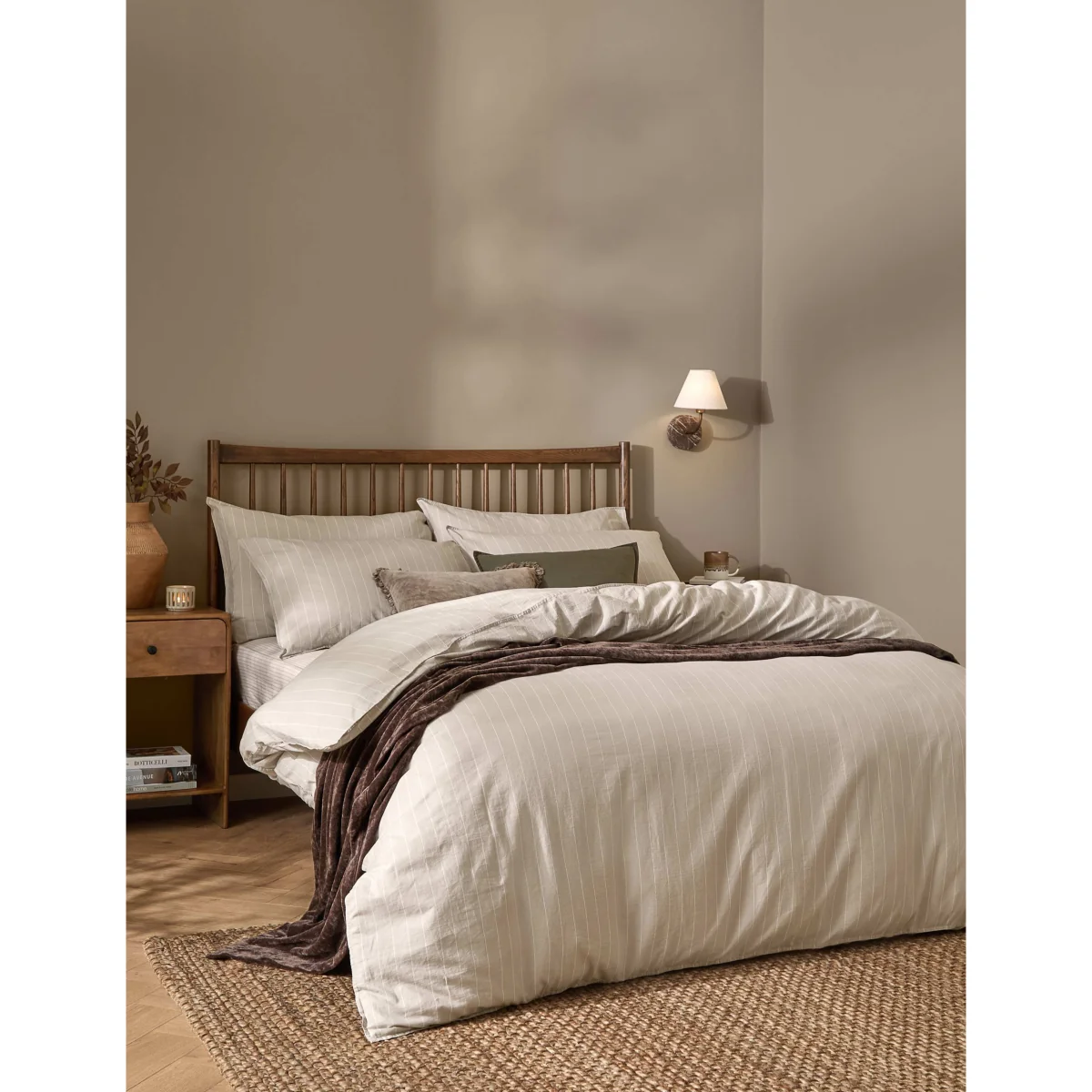 YARD Pure Cotton Percale Linear Stripe Bedding Set Green Mix – image 2