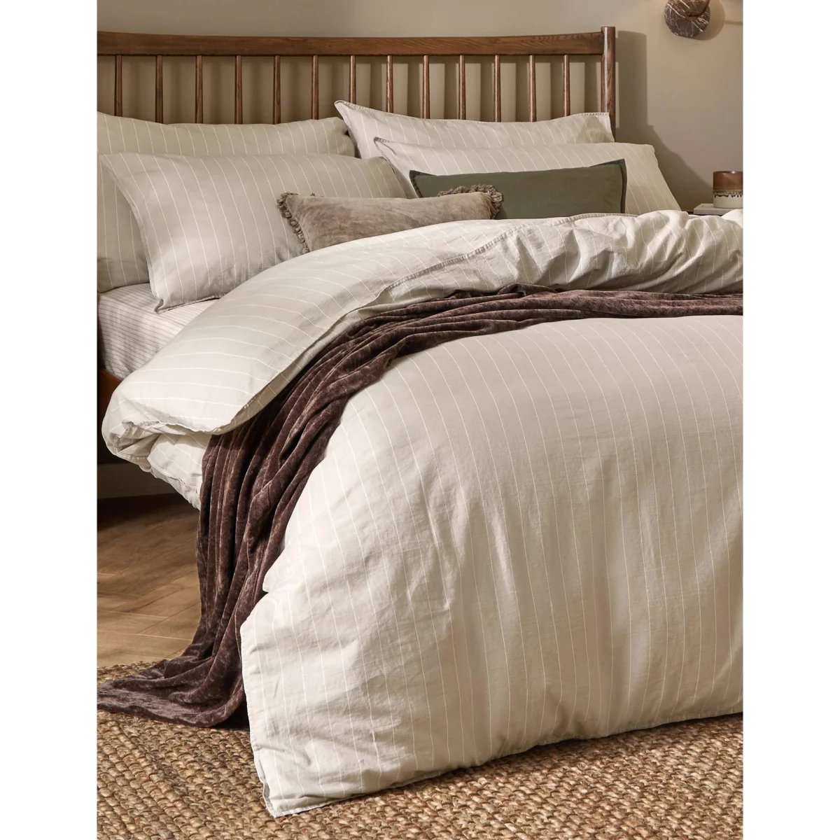 YARD Pure Cotton Percale Linear Stripe Bedding Set Green Mix – image 4