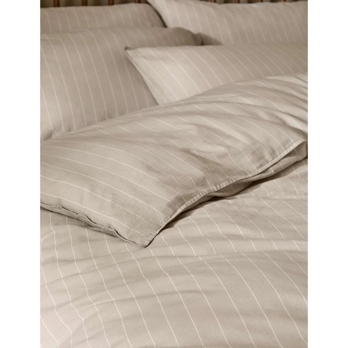 YARD Pure Cotton Percale Linear Stripe Bedding Set Green Mix – image 5