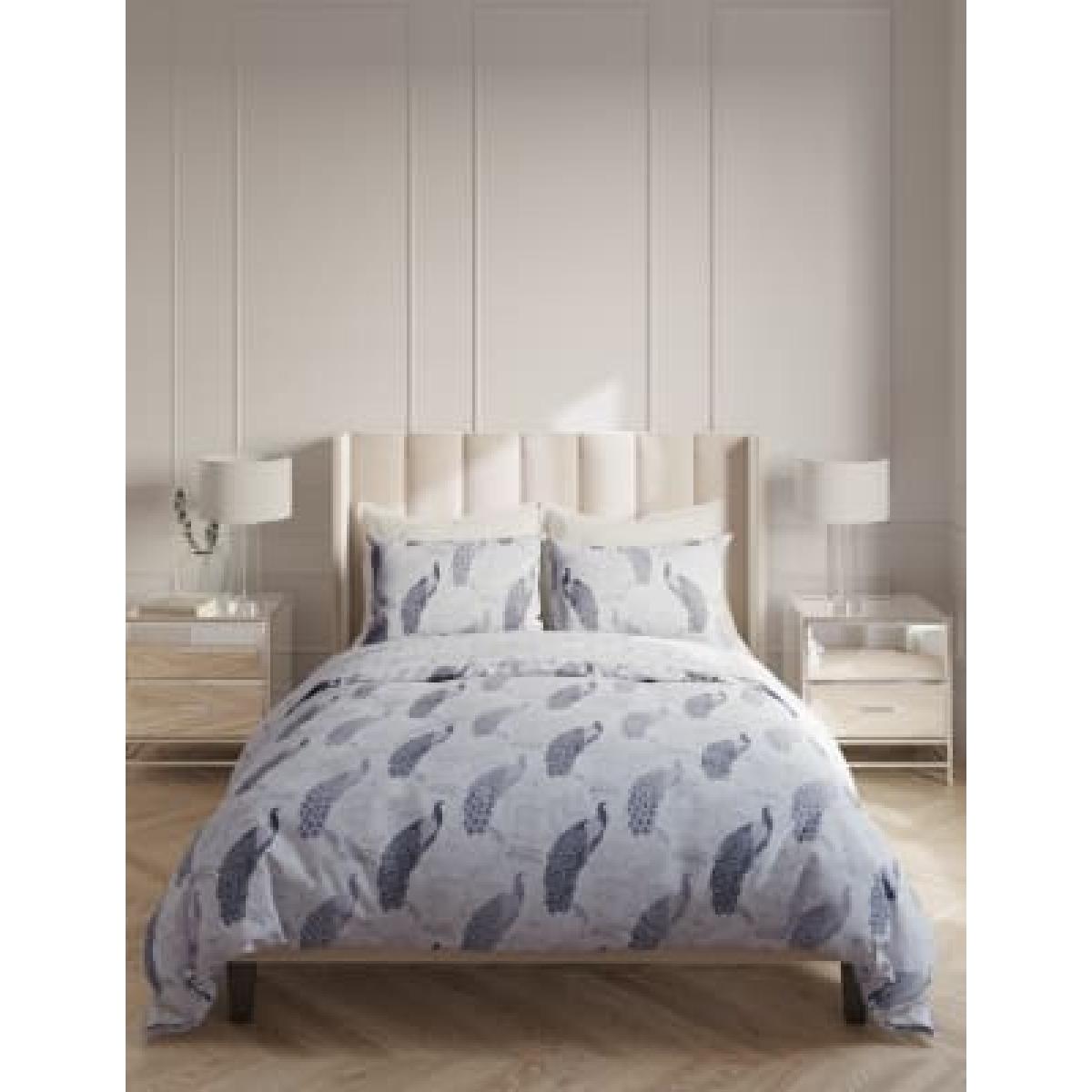 M&S  Cotton Blend Peacock Bedding Set - DBL - Grey Mix, Grey Mix – image 3