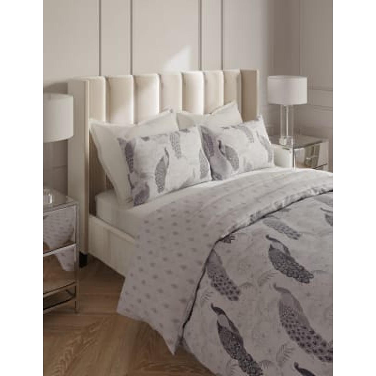 M&S  Cotton Blend Peacock Bedding Set - DBL - Grey Mix, Grey Mix – image 5